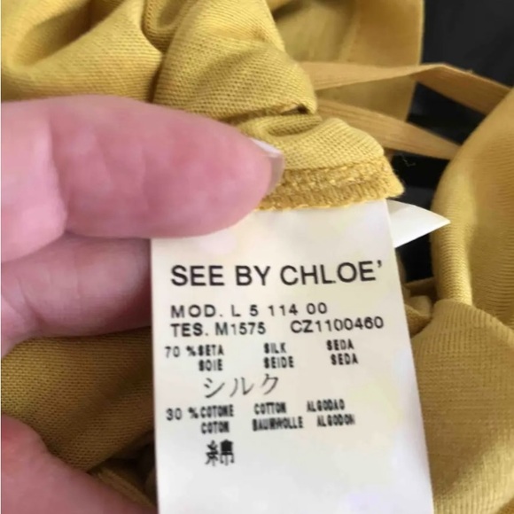 See by Chloe Silk Mini Dress in Mustard Yellow Size 6 - Picture 6 of 6